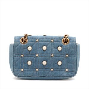 Gucci bag denim shoulder Marmont chain GG blue